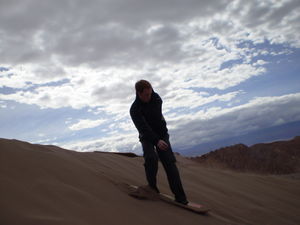Sandboarding in the desert