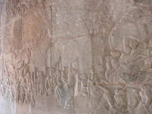 Bas relief scenes on outer walls