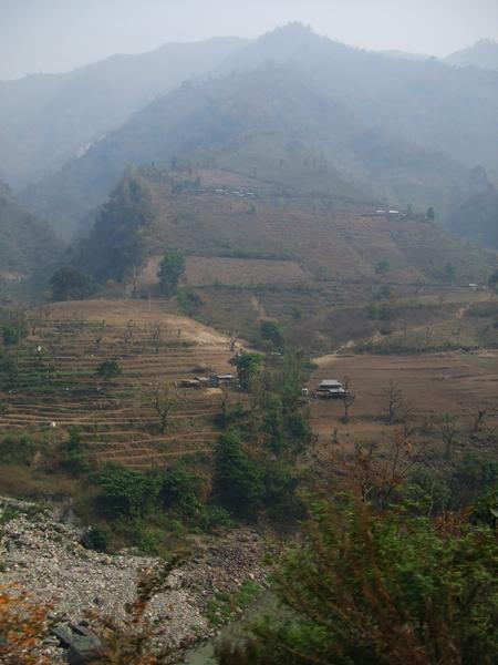 Himlayan mountains on road to Chitwan