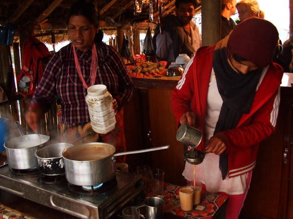 Making chai tea at Sarangkot