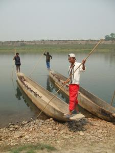 Dugout canoes on Rapti River in Chitwan