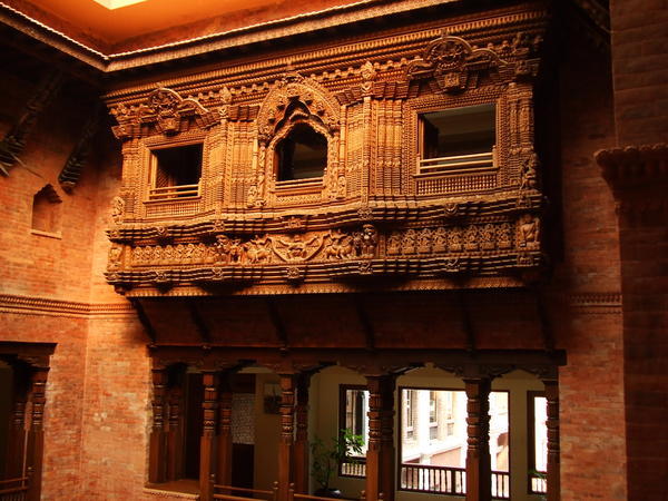 Old Nepali windows in lobby
