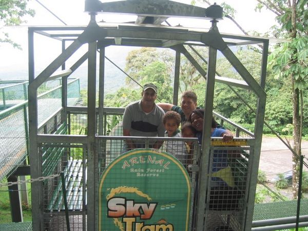 Me with the Tylers on the tram at Arenal