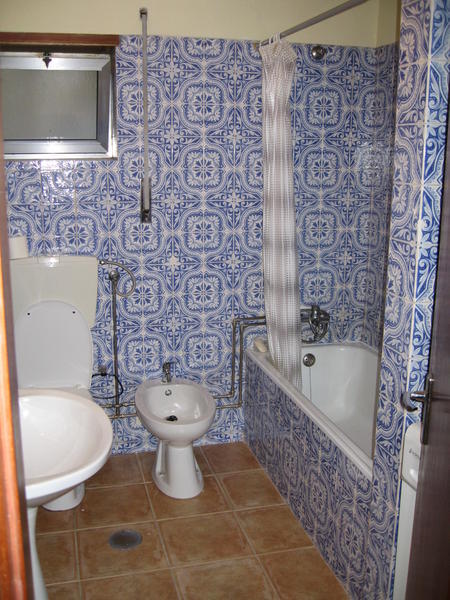 Blue tiles in the bathroom