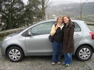 Lindsay and Jean with the rental car
