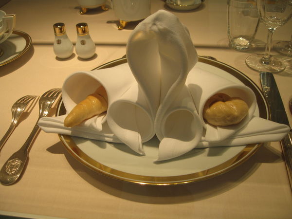 Napkin folding at the Royal Silver and Porcelain Collection