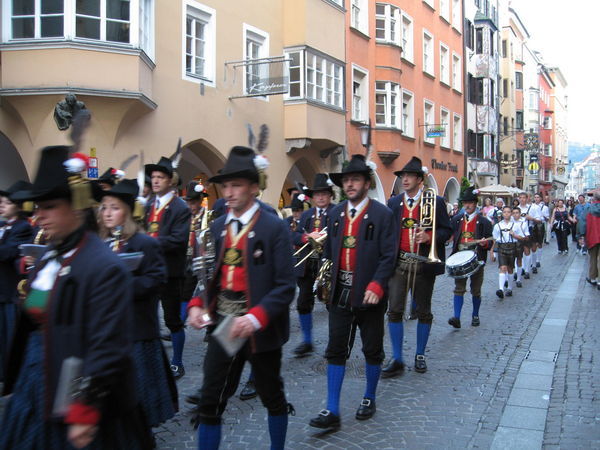 Austrian band marching into town