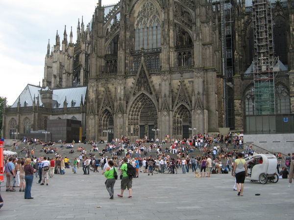 Lots of people outside Cologne Cathedral