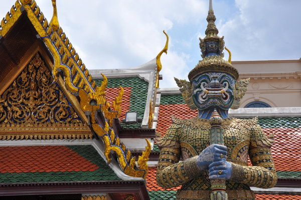 Ornate architecture and sculptures at the Grand Palace