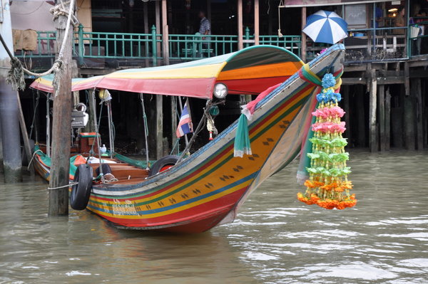 Decorated boat on the river