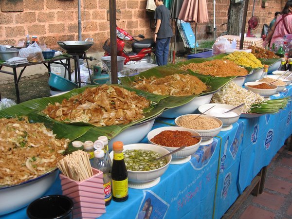 Street food noodles for dinner at the Sunday market