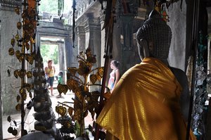 Quiet corners of temples with buddist shrines