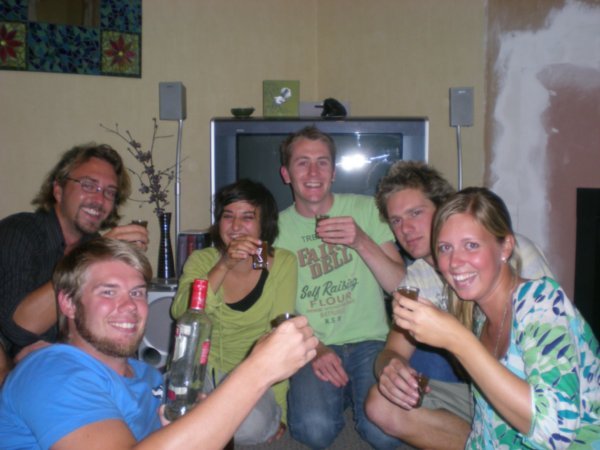 The bunch enjoying Fisu Shots! From the left, Crump, Jani, Claudia, Glen, Ish & Carolina