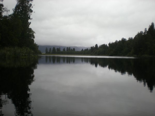 Lake Matheson with a cloudy scenery...