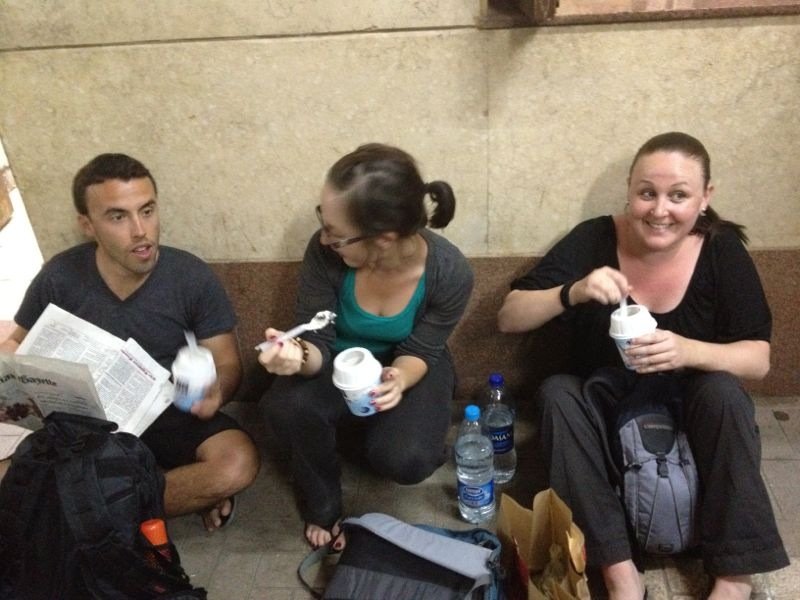 Eating McFlurrys to pass the time at Luxor train station