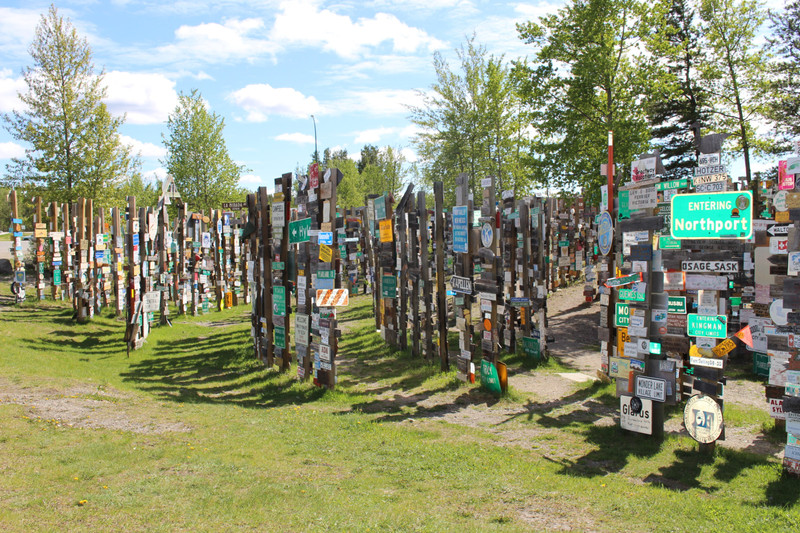 The sign post forest in Watson Lake, we will post ours on the way back