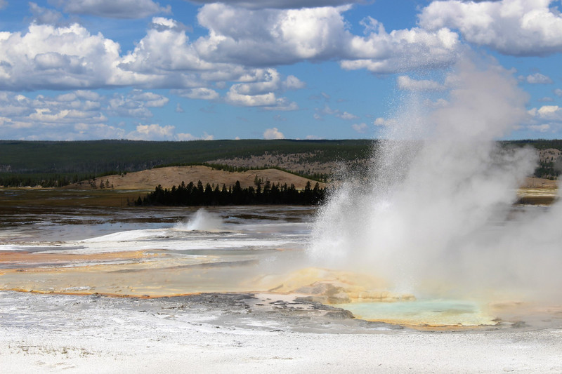 Midway Geyser Basin where there is a constant eruption
