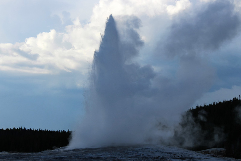 Old Faithful sends a plume of scalding water 200 ft into the air