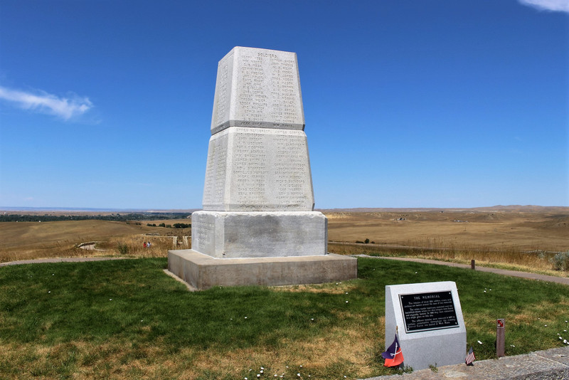 The memorial at Last Stand Hill where the remains of 220 Soldiers were buried