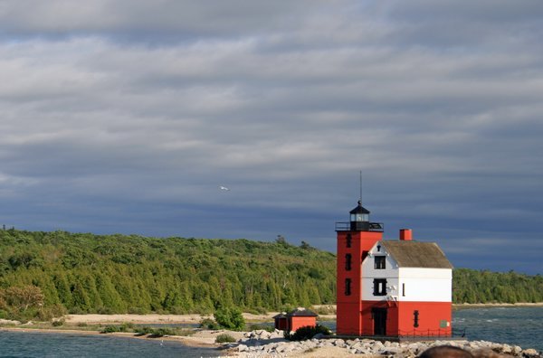 Lighthouse off Mac Island Harbor