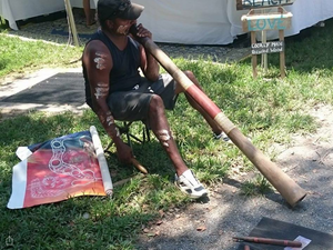 Playing the didgeridoo
