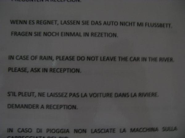 Notice in hotel hallway