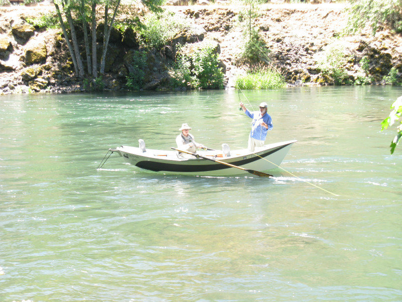 Fishing from a drift boat on Lost Creek