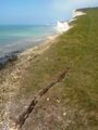 Evidence of shoreline falling away