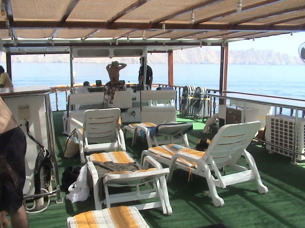 The sun deck on the dive boat