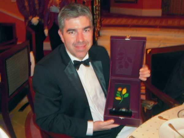 Chris with the award