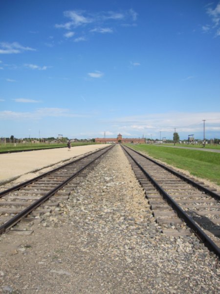 railway tracks to the sorting point at Birkenau