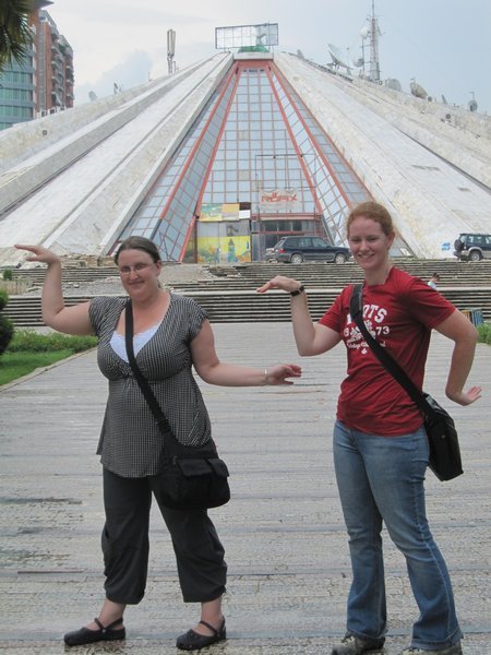 Annaleise and Blue being eygptians in front of the pyramid