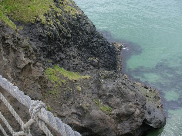 View down from the rope bridge