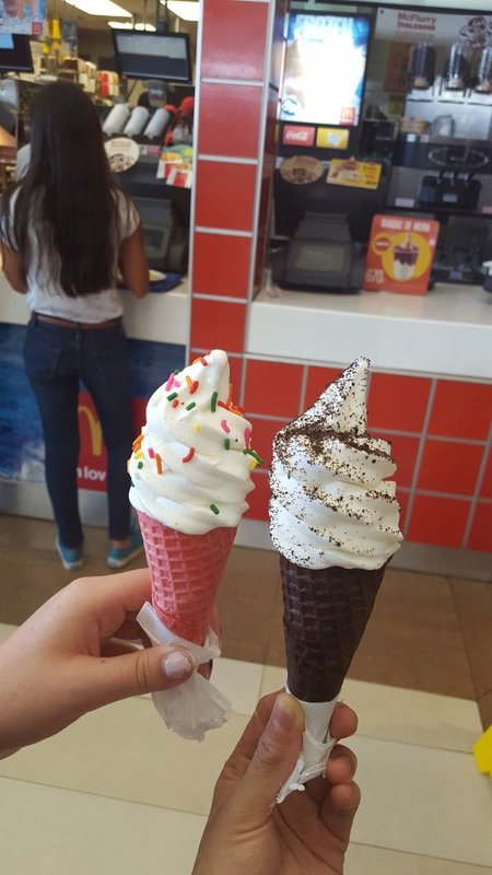 strawberry & chocolate cones from McD's
