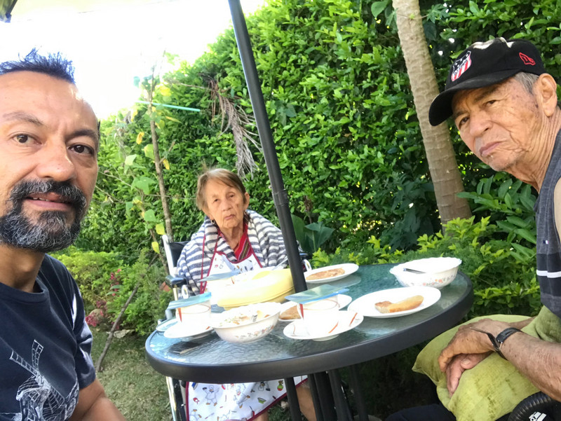 Enjoying lunch with my parents