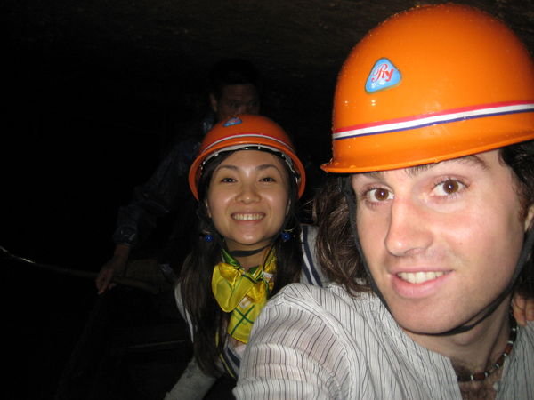 Helping the relief effort - just kidding, exploring caves in Yangshuo