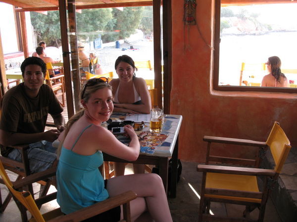 Paros - Erin, Cliff & Tara at the Magaya Bar