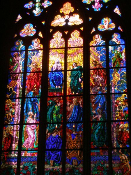 Magnificent glasswork in St Vitus Cathedral