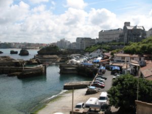 The old stone walls around the marina at Biarritz