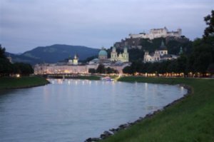 The view across the Salzach River, Salzburg