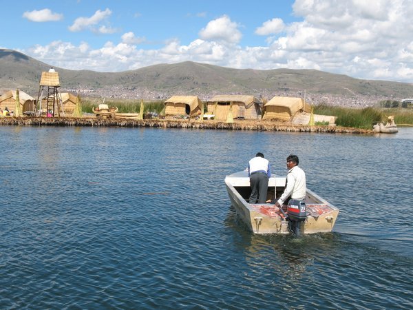 The floating Uros Islands on Lake Titicaca