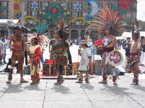 Aztec dancers in Zocalo Square