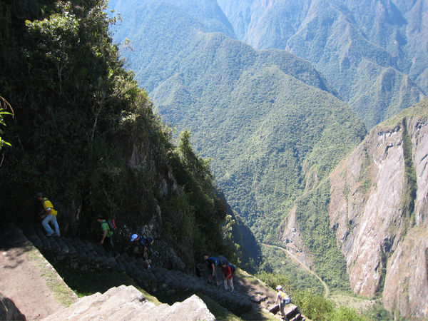 Climbing up Wayna Picchu