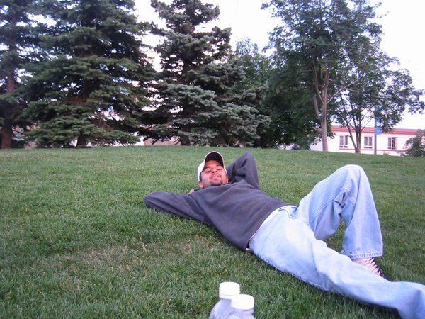 Farhad relaxing in the park - at midnight!