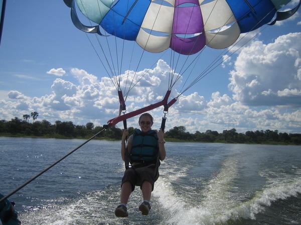 Nic parasailing on the Zambezi