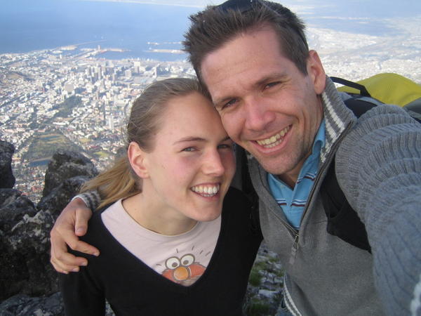Nic and Dave at the top of Table Mountain, Cape Town