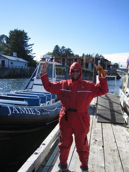 Dave looking hot in his whale watching outfit in Ucluelet, Vancouver Island