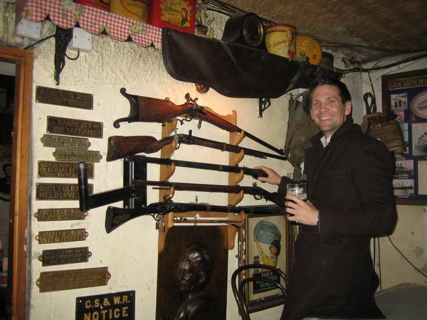 Dave choosing his weapon