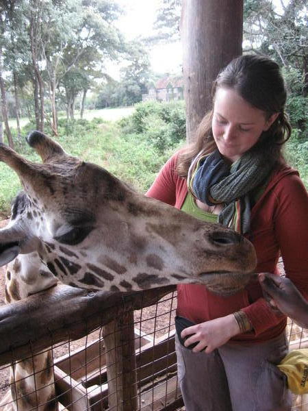 Langata - Me petting a giraffe...