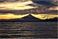 Sunrise behind Osorno Volcano